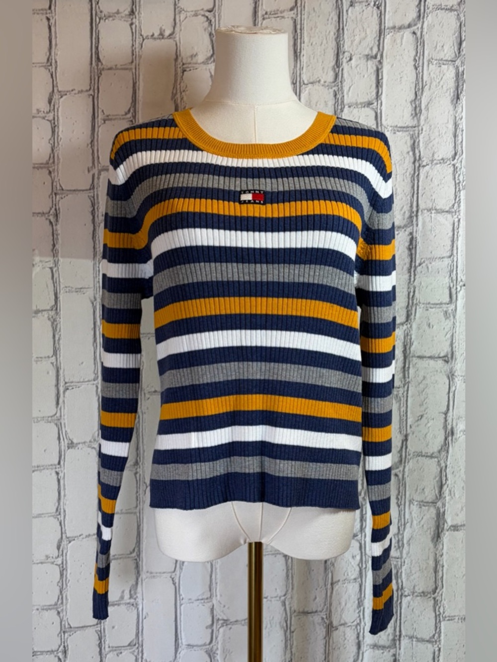 Tommy Hilfiger Size :XL Women Striped Crewneck Sweater 100% Cotton Multi Color